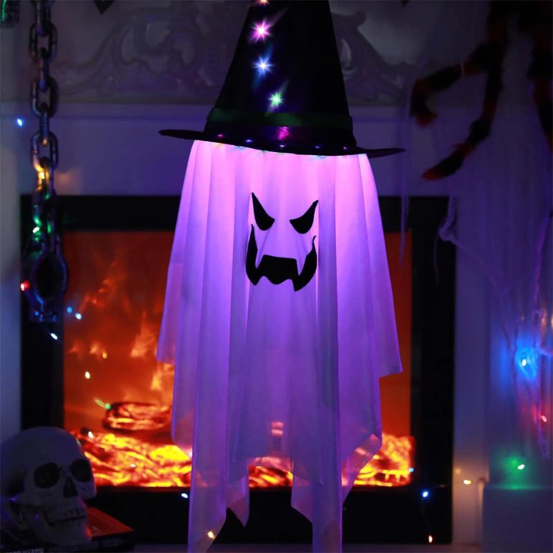 Halloween Decorations Flying Ghost Hanging LED Lights