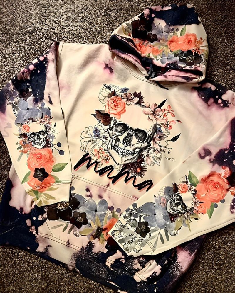 Liana Skull Printed Halloween Hoodie