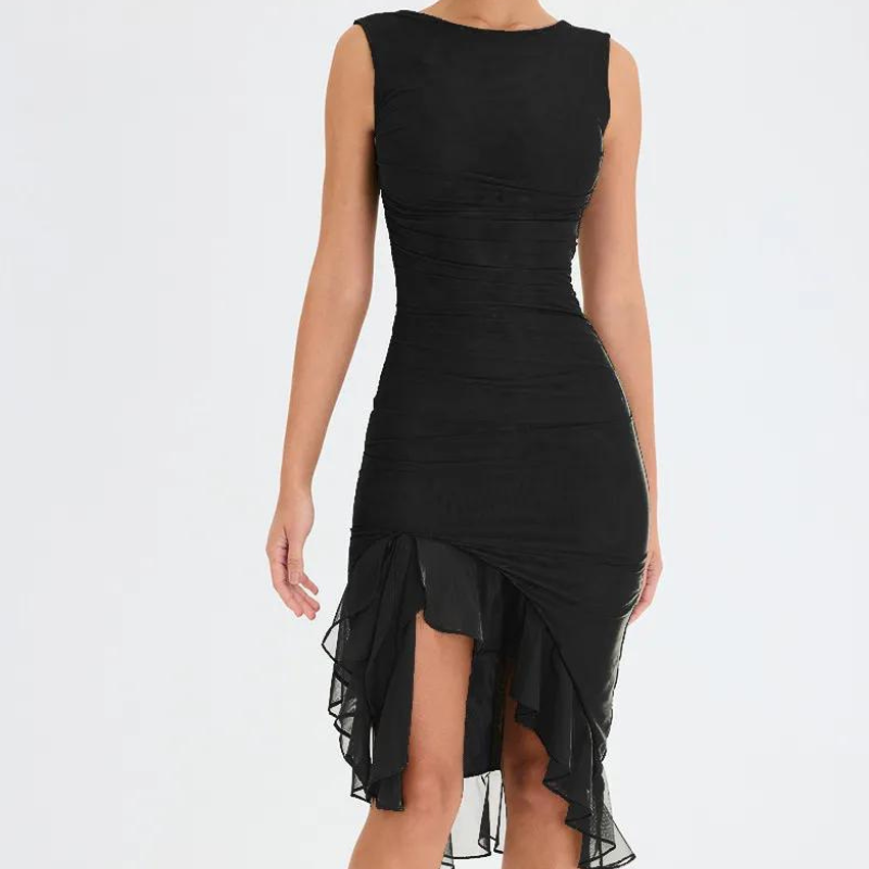 Charlotte ruffle midi dress