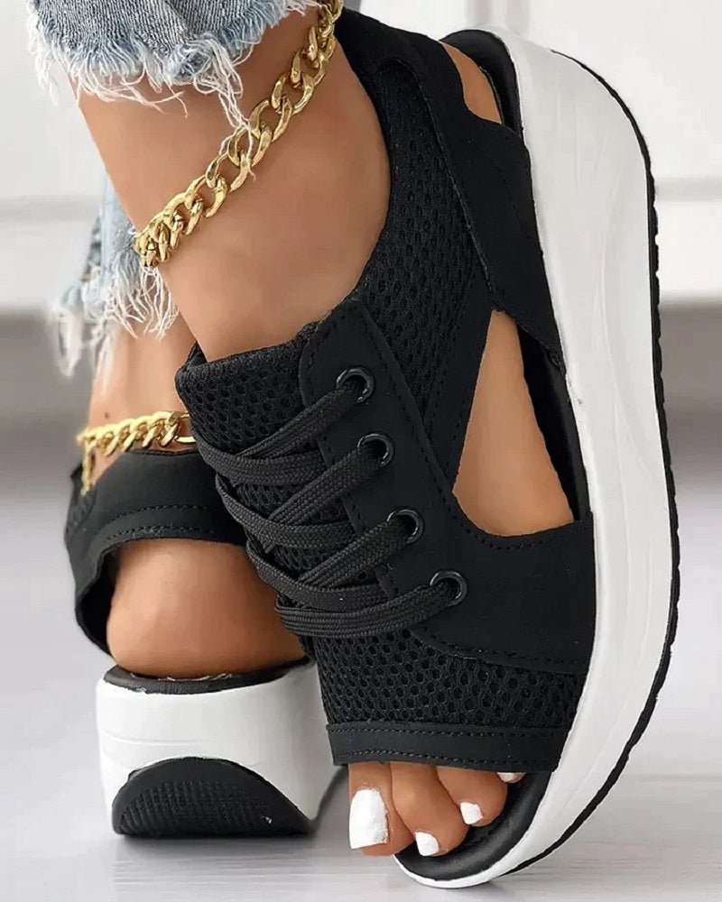 Athena Lace Up Sandals in Mesh - Kvasim (North America)