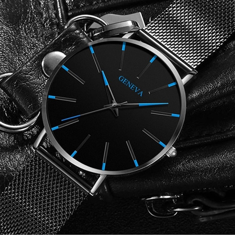 Geneva - Ultra Thin Minimalist Black Watch - Kvasim (North America)