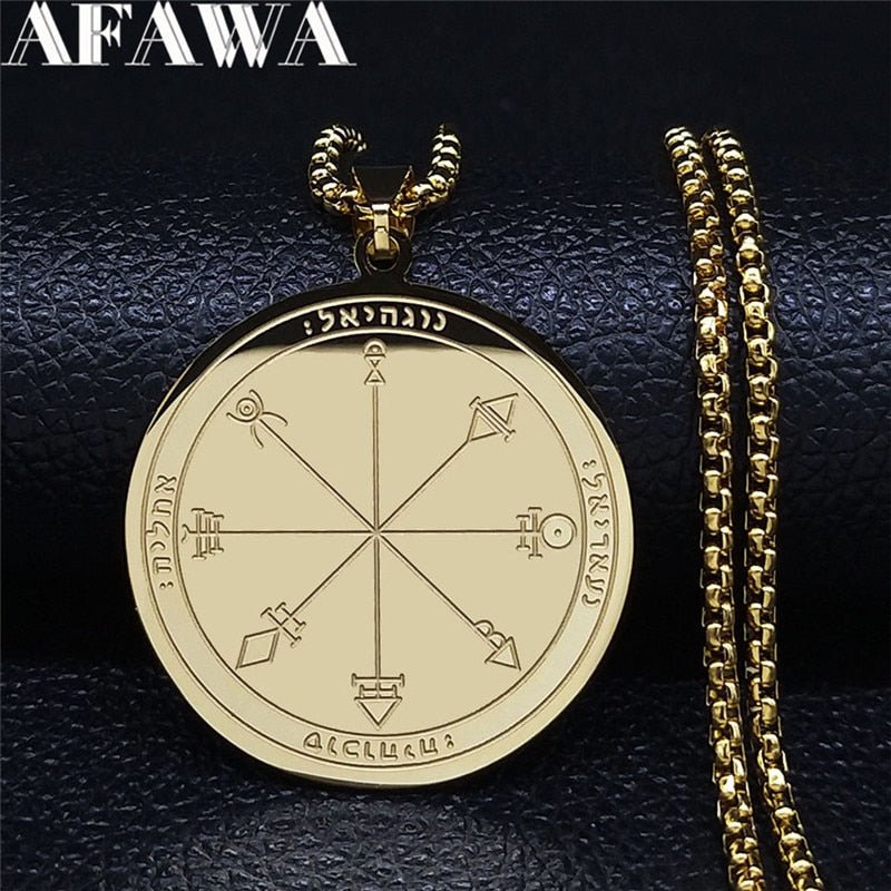 Talisman Of Protection Good Luck Wealth Seal Of Solomon Stainless Steel Necklaces Pendants Men Jewelry salomon hombre N4239 - Kvasim (North America)