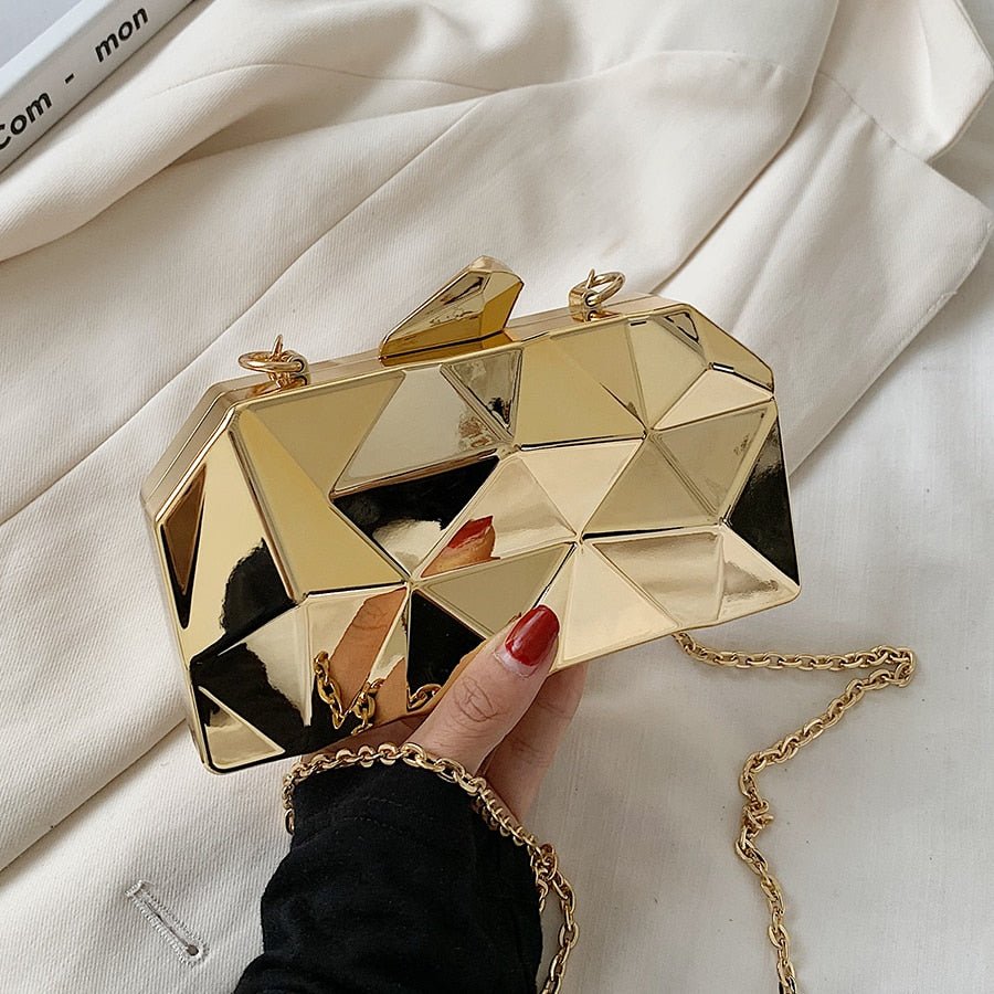 Women&#39;s Handbag Bags for Women 2021 Clutches Fashion Geometric Mini Party Evening Purse Crossbody Shoulder Bag Gold Box Clutch - Kvasim (North America)